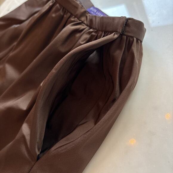 Ralph Lauren Purple Label Brown Silk Flared Mini Skirt Bubble Flare Runway 2007 - Picture 11 of 16